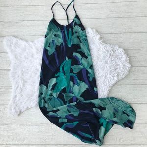 LOFT Green and Blue Floral Maxi Dress sz Small